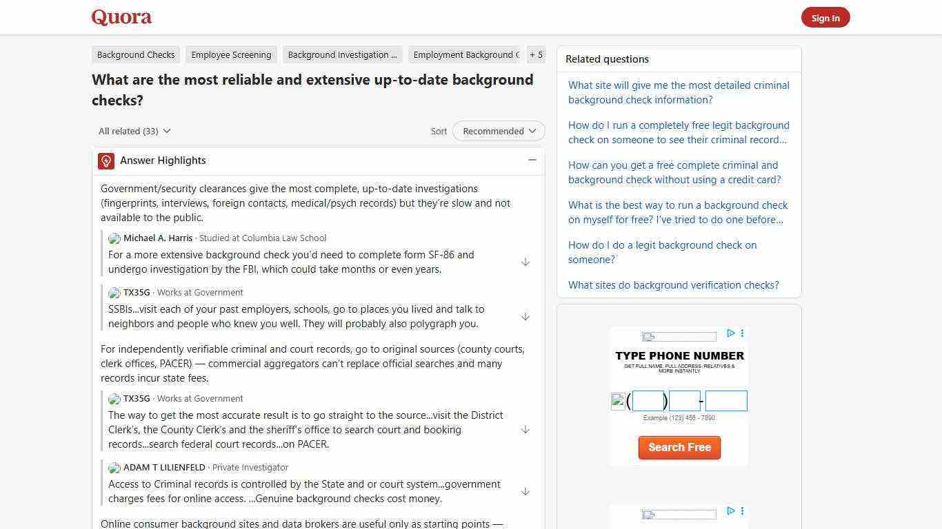 What are the most reliable and extensive up-to-date background checks? - Quora